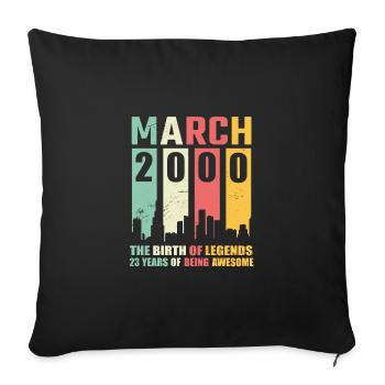 23e anniversaire Mars Né en 2000 Idée cadeau - Housse de coussin décorative 45 x 45 cm - noir - Devant
