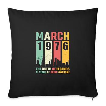 47e anniversaire Mars Né en 1976 Idée cadeau - Housse de coussin décorative 45 x 45 cm - noir - Devant