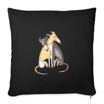 Chiens aimants - Housse de coussin décorative 45 x 45 cm - noir - Devant