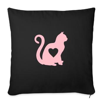 Rosee cat heart silhouette cat lover black - Sofa pillowcase 17,3'' x 17,3'' (45 x 45 cm) - black - Front