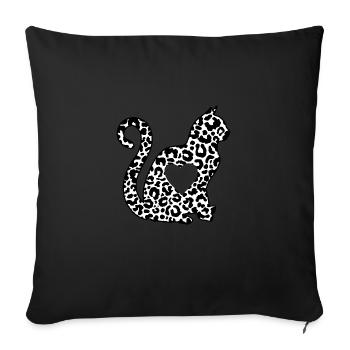 LEO argent coeur de chat silhouette chat amoureux noir - Housse de coussin décorative 45 x 45 cm - noir - Devant