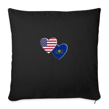 États-Unis État américain de Pennsylvanie Drapeau patriotique - Housse de coussin décorative 45 x 45 cm - noir - Devant