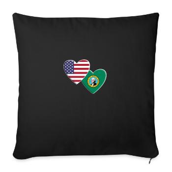 États-Unis État américain de Washington Drapeau patriotique - Housse de coussin décorative 45 x 45 cm - noir - Devant