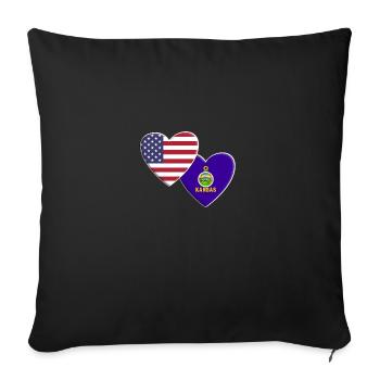 USA American State Of Kansas Flag Patriotic 4th - Sofa pillowcase 17,3'' x 17,3'' (45 x 45 cm) - black - Front
