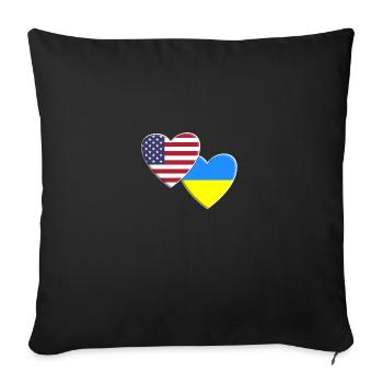 USA American Ukraine Ukrainian Flag Patriotic - Sofa pillowcase 17,3'' x 17,3'' (45 x 45 cm) - black - Front