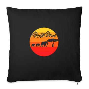 Africa Zoo Animal Lovers Gift Retro Elephant - Sofa pillowcase 17,3'' x 17,3'' (45 x 45 cm) - black - Front