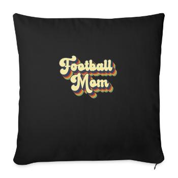 Football Maman Mama Vintage Femmes Fête des Mères - Housse de coussin décorative 45 x 45 cm - noir - Devant