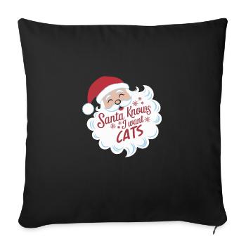 Santa Knows I Want Cats Christmas Fun - Sofa pillowcase 17,3'' x 17,3'' (45 x 45 cm) - black - Front