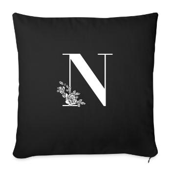 Letter N - Sofa pillowcase 17,3'' x 17,3'' (45 x 45 cm) - black - Front