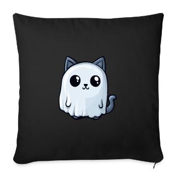 Cat Halloween Funny Ghost - Sofa pillowcase 17,3'' x 17,3'' (45 x 45 cm) - black - Front