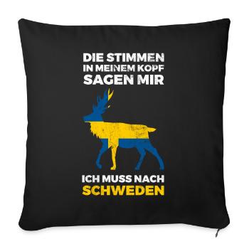 Ich Muss Nach Schweden Flagge Schweden - Sofakissenbezug 45 x 45 cm - Schwarz - Vorne