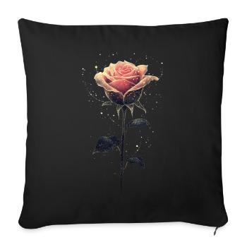 Rosa Rose - Sofakissenbezug 45 x 45 cm - Schwarz - Vorne