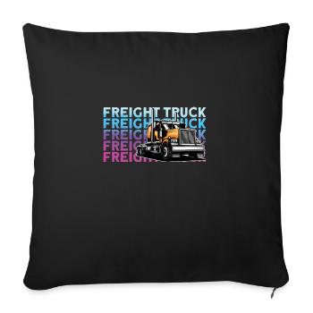 Camionneur Diesel Big Rig Semi-Remorque Camion Chauffeur - Housse de coussin décorative 45 x 45 cm - noir - Devant