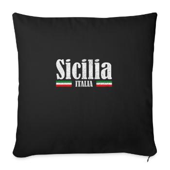 Europe Voyage Vintage Sicilia Italia Touriste - Housse de coussin décorative 45 x 45 cm - noir - Devant