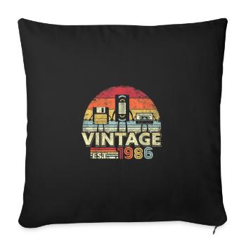 1986 Vintage Retro Birthday Gift - Sofa pillowcase 17,3'' x 17,3'' (45 x 45 cm) - black - Front