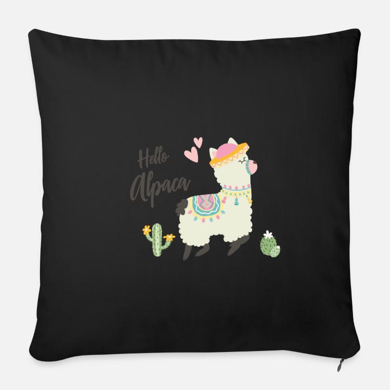 Hello Alpaca - Sofakissenbezug 45 x 45 cm - Schwarz
