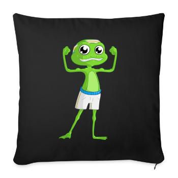 Fitness Comic Frosch - Sofakissenbezug 45 x 45 cm - Schwarz - Vorne