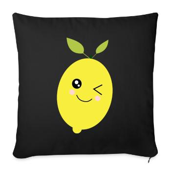 Citron, Citron vert, Citron vert, Fruits, Fruits, Végétalien - Housse de coussin décorative 45 x 45 cm - noir - Devant