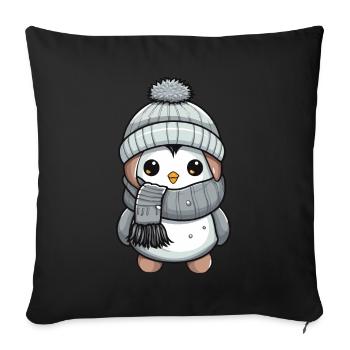 Penguin Winter Animal Cute Comic - Sofa pillowcase 17,3'' x 17,3'' (45 x 45 cm) - black - Front