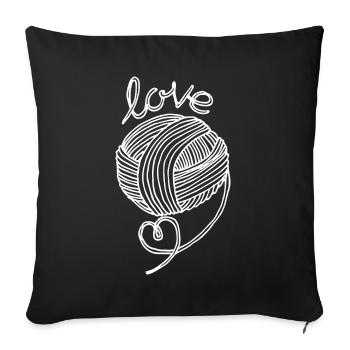 Yarn Lover Funny Wool Heart Funny Knitting crochet - Housse de coussin décorative 45 x 45 cm - noir - Devant