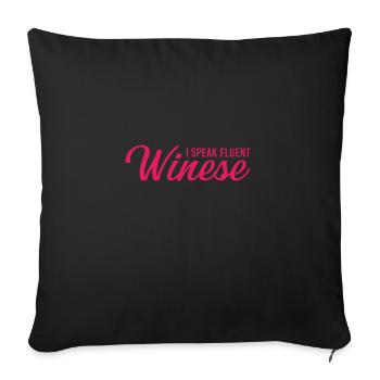 Boire du vin Je parle couramment Winese - Housse de coussin décorative 45 x 45 cm - noir - Devant