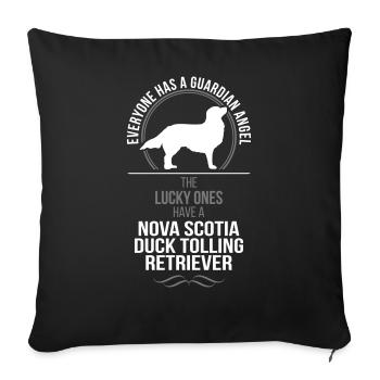 Nouvelle-Écosse bichon frisé ange gardien - Housse de coussin décorative 45 x 45 cm - noir - Devant