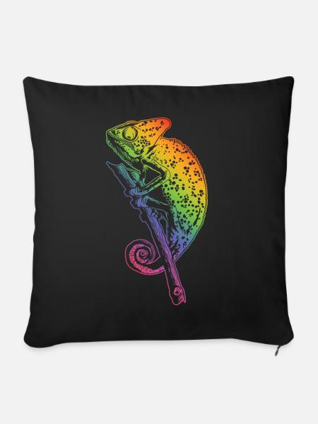 Chamäleon Eidechse Grafik Reptil Chamäleon Liebhaber - Sofakissenbezug 45 x 45 cm - Schwarz