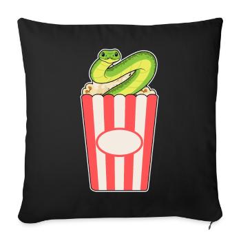 Maïs soufflé serpent - Housse de coussin décorative 45 x 45 cm - noir - Devant