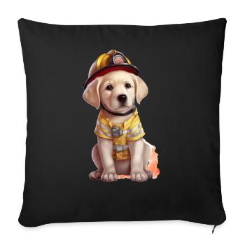 Pompier mignon labrador - Housse de coussin décorative 45 x 45 cm - noir - Devant