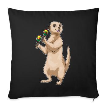 Musique de hochet du musicien de suricate - Housse de coussin décorative 45 x 45 cm - noir - Devant