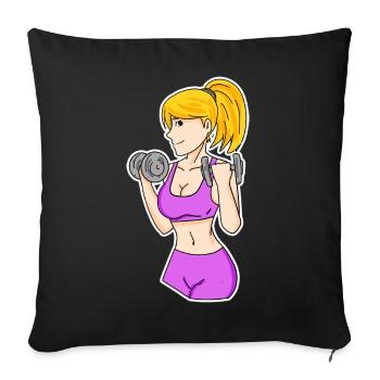 Fitness Woman Dumbbells - Sofa pillowcase 17,3'' x 17,3'' (45 x 45 cm) - black - Front
