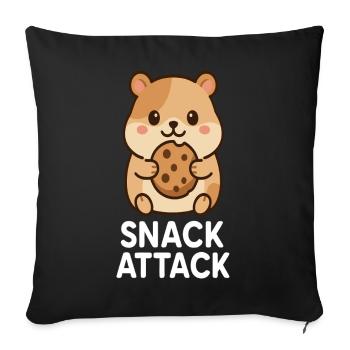 Cuddly hamster with cookie motif - Sofa pillowcase 17,3'' x 17,3'' (45 x 45 cm) - black - Front