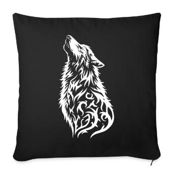 Wild Wolf Head Tattoo Design - Sofa pillowcase 17,3'' x 17,3'' (45 x 45 cm) - black - Front