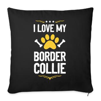 J’adore mon Border Collie - Housse de coussin décorative 45 x 45 cm - noir - Devant