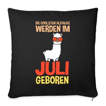 July Birthday Alpaca Saying Funny - Sofa pillowcase 17,3'' x 17,3'' (45 x 45 cm) - black - Front