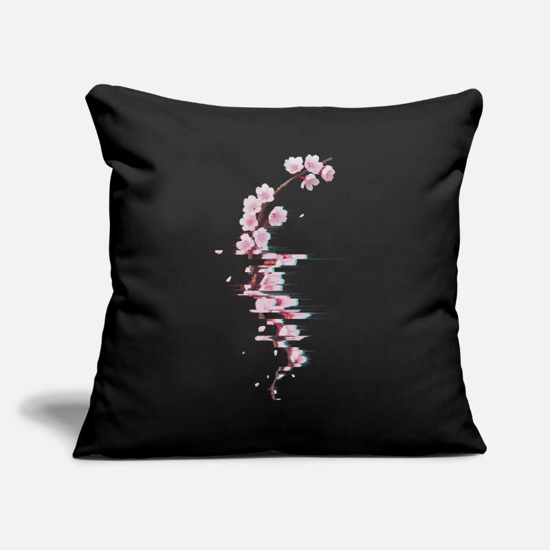 Branche moderne de Fleurs de cerisier glitch Housse de coussin décorative 45 x 45 cm