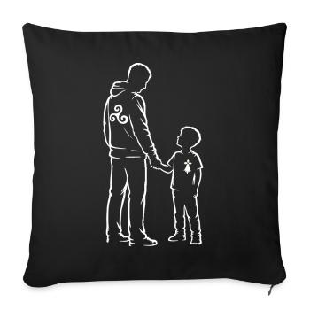 Bretagne Père Fils Breton Silhouette Triskell - Housse de coussin décorative 45 x 45 cm - noir - Devant
