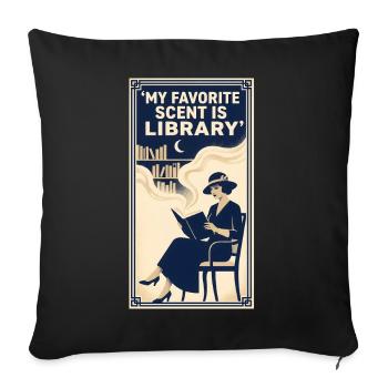 Bibliothèque de parfums préférée | Amour des livres - Housse de coussin décorative 45 x 45 cm - noir - Devant