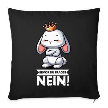 Before you ask: no, rabbit, bunny, bunny, long-eared - Sofa pillowcase 17,3'' x 17,3'' (45 x 45 cm) - black - Front