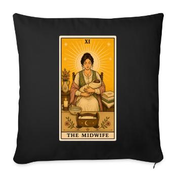 Sage-femme | Tarot Naissance Bébé - Housse de coussin décorative 45 x 45 cm - noir - Devant