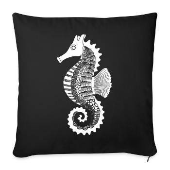 Seahorse Line Art - Sofa pillowcase 17,3'' x 17,3'' (45 x 45 cm) - black - Front