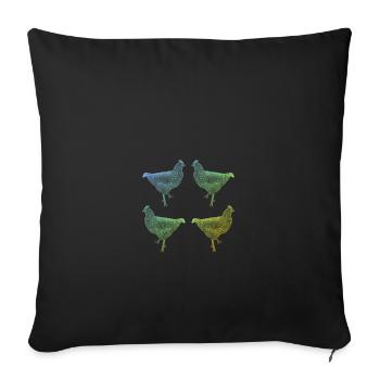 Les poulets riches en détails Poulets Les amateurs de poulet - Housse de coussin décorative 45 x 45 cm - noir - Devant