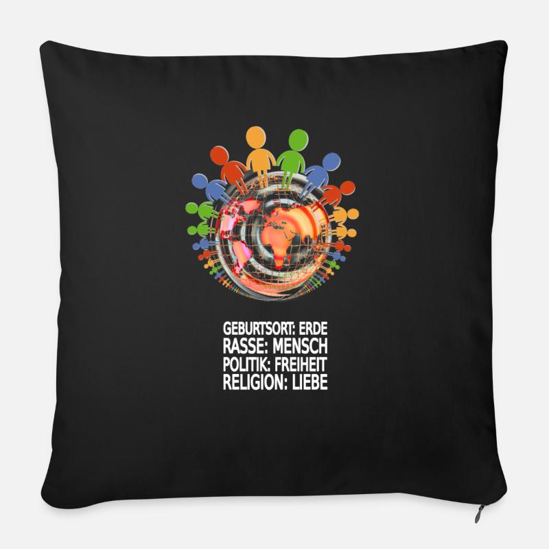 Gegen Rassismus - Sofakissenbezug 45 x 45 cm - Schwarz