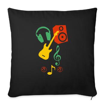 music - Housse de coussin décorative 45 x 45 cm - noir - Devant