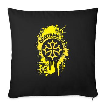 Croix Occitane 02.png - Housse de coussin décorative 45 x 45 cm - noir - Devant
