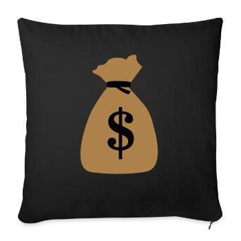 bag of money, argent - Housse de coussin décorative 45 x 45 cm - noir - Devant