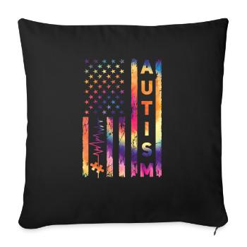 American USA Flag Autism Aware... Autism Awareness - Sofakissenbezug 45 x 45 cm - Schwarz - Vorne