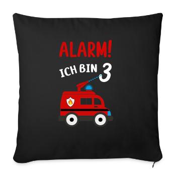 Feuerwehr Kindergartenkind 3 Jahre - Sofakissenbezug 45 x 45 cm - Schwarz - Vorne