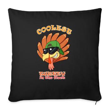 La dinde la plus cool du troupeau Je joyeux Thanksgiving - Housse de coussin décorative 45 x 45 cm - noir - Devant