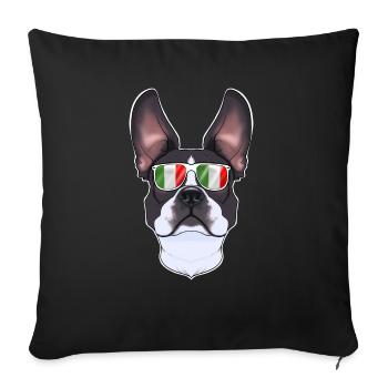 Boston Terrier Italy Sunglasses I Italian Flag - Sofa pillowcase 17,3'' x 17,3'' (45 x 45 cm) - black - Front